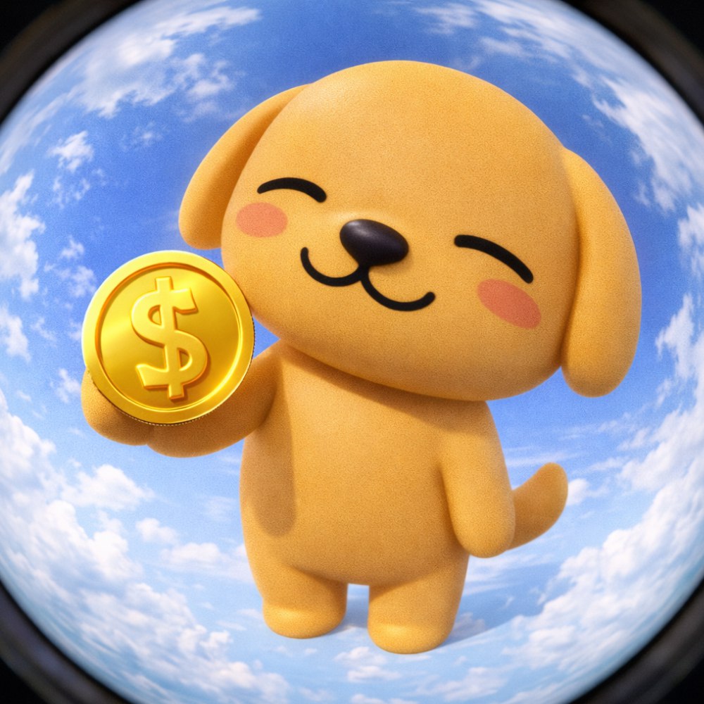 Goldy holding coin