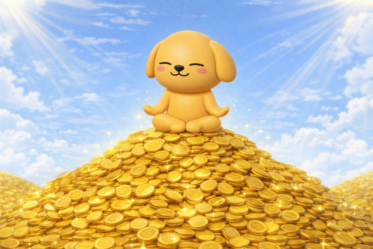 Goldy meditating on gold